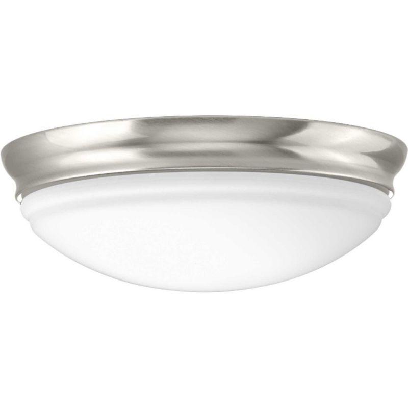 Brushed Nickel 11" LED Flush Mount with Etched Glass Shade