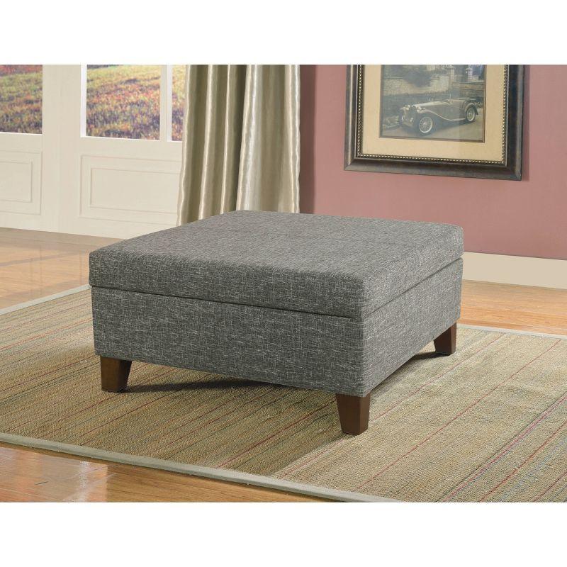 32" Luxury Square Storage Ottoman Slate Gray - HomePop: Textured Fabric, Hinged Lid, Wood Legs, Easy Assembly