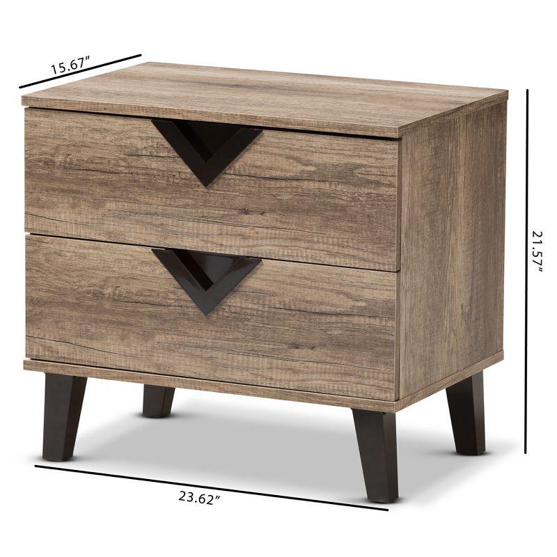 Swanson Modern and Contemporary Wood 2 - Drawer Nightstand - Light Brown - Baxton Studio: Includes Anti-Tip Hardware, Polyethylene Surface