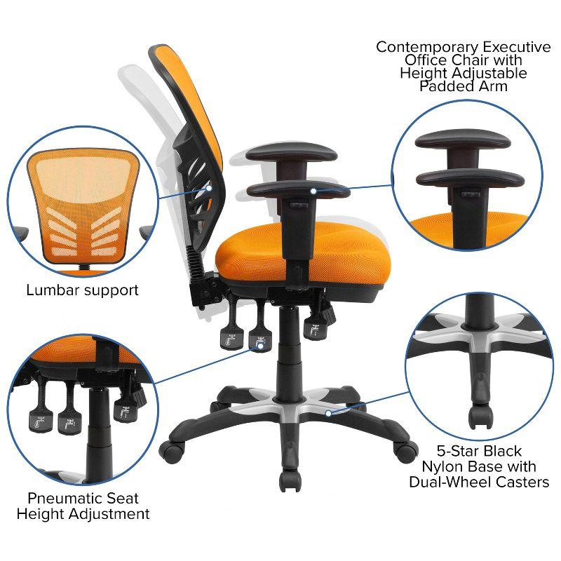 ErgoFlex Mid-Back Orange Mesh Swivel Office Chair with Adjustable Arms