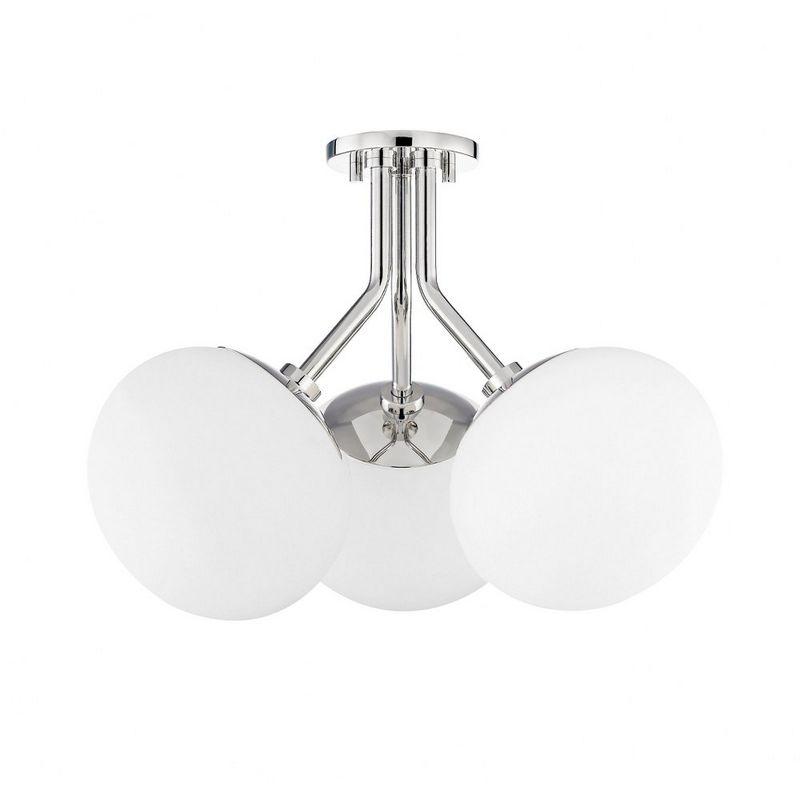 Mitzi Estee 3 - Light Semi-Flush Mount in  Polished Nickel White Shade