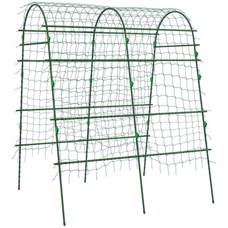 81" Tall Green Metal Garden Trellis for Climbing Plants