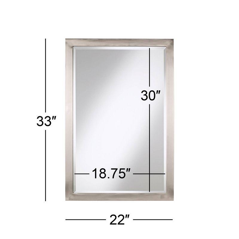 Possini Euro Design Metzeo Rectangular Vanity Wall Mirror Modern Beveled Glass Brushed Nickel Metal Frame 33" Wide for Bathroom Bedroom Home Entryway