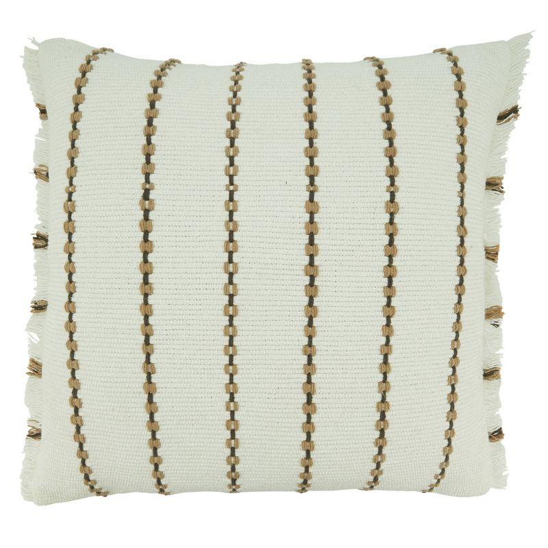 Ivory Striped 23" Square Poly Filled Throw Pillow