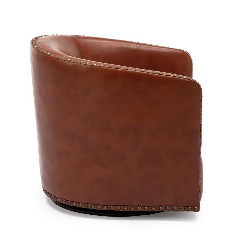 Comfort Pointe Tyler Swivel Arm Chair Caramel: Upholstered Faux Leather, Metal Legs, No Assembly Required