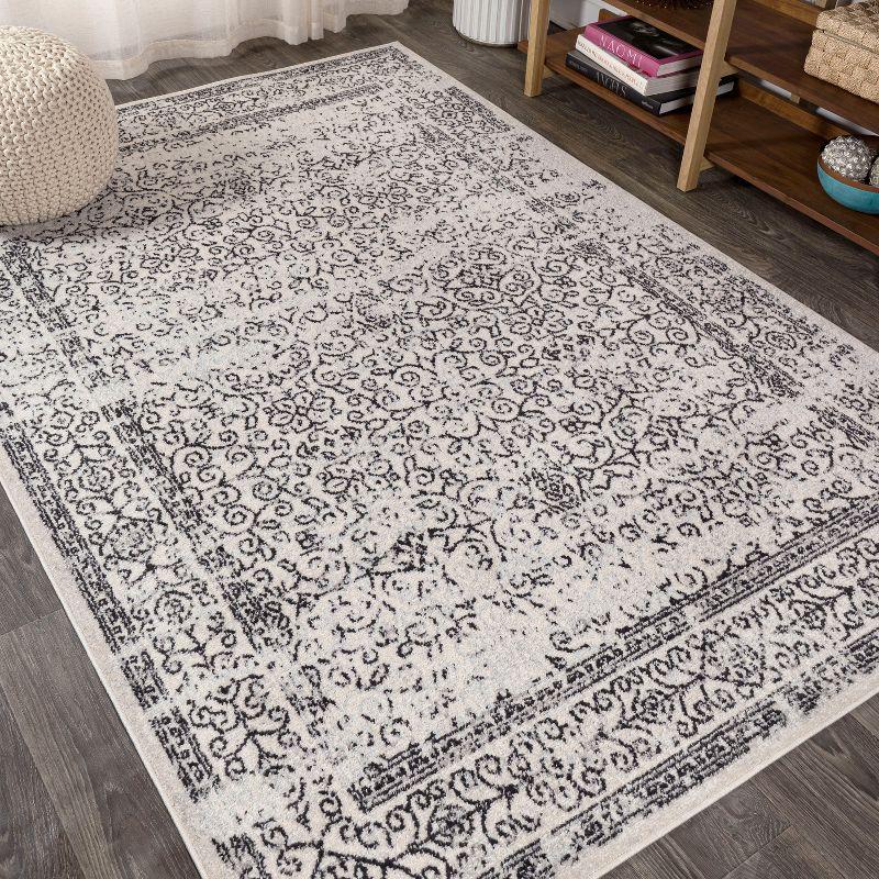 4'x6' Ferro Filigree Charcoal Black and White Area Rug, Gray/Black - JONATHAN Y