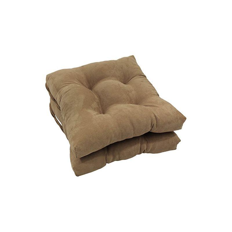 Java 16-inch Brown Microsuede Tufted Chair Cushions, Set of 2