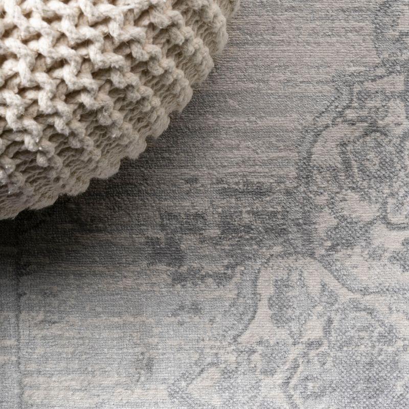 6' Round Modern Persian Vintage Moroccan Medallion Area Rug, Light Gray - JONATHAN Y