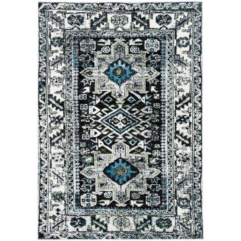 Vintage Hamadan VTH211 Power Loomed Indoor Area Rug - Dark Grey/Ivory - 5'3"x7'6" - Safavieh