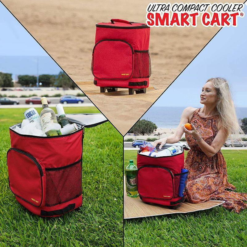 dbest products Ultra Compact Cooler Smart Cart, Insulated Collapsible Rolling Tailgate BBQ Beach Summer - Red