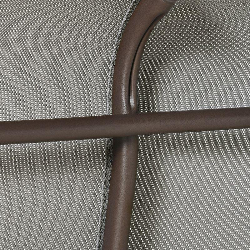 Outsunny 47" Outdoor Double Glider Bench for 2 Person, Patio Glider Armchair Swing Chair for Backyard with Mesh Seat and Backrest, Mixed Gray