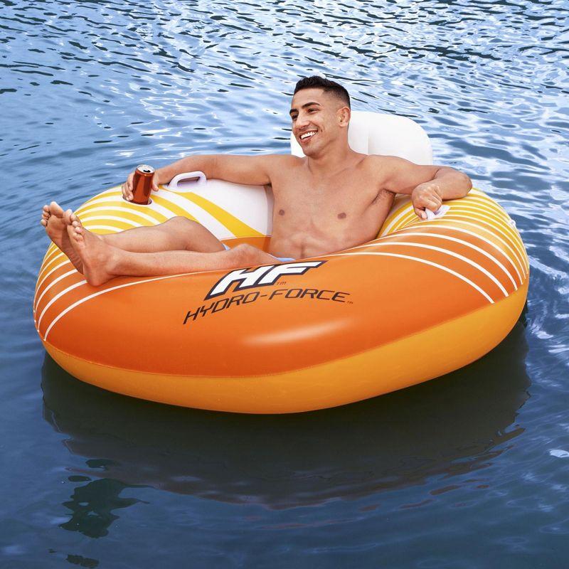 Bestway Hydro-Force Sunkissed Inflatable PVC Clasp N Go Inner Tube Ring Float Tube for Pool, Lake, River, Beach, 4 Pack, Orange and Yellow