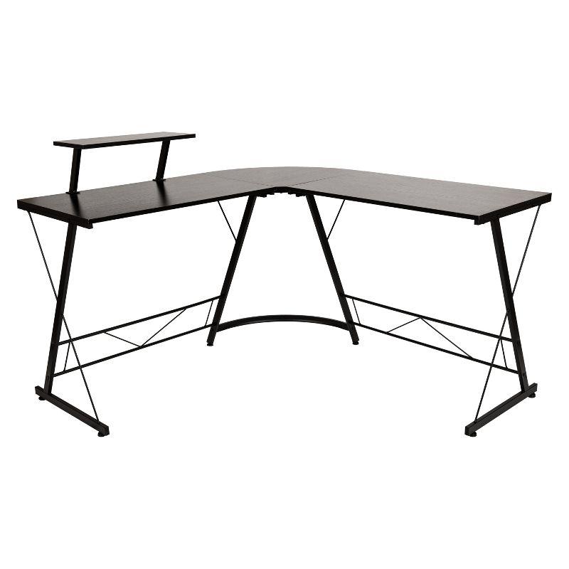 Flash Furniture L-Shaped Desk 71.5" Computer Corner Desk, Home Office Corner Desk, Gaming Desk, Space Saving, Easy to Assemble, Black/Black