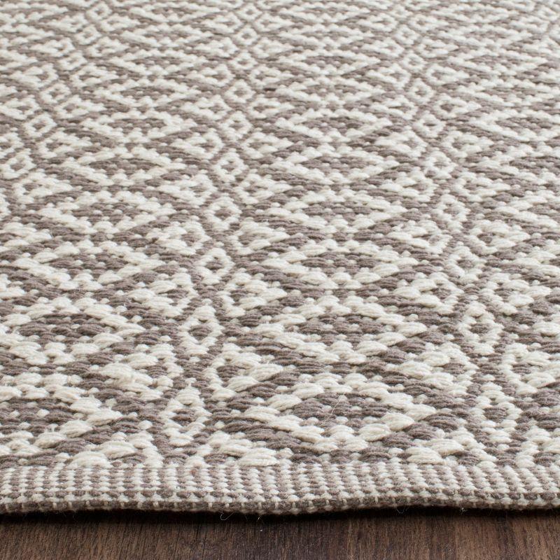 Ivory & Grey Geometric Hand-Woven Cotton Area Rug 8' x 10'