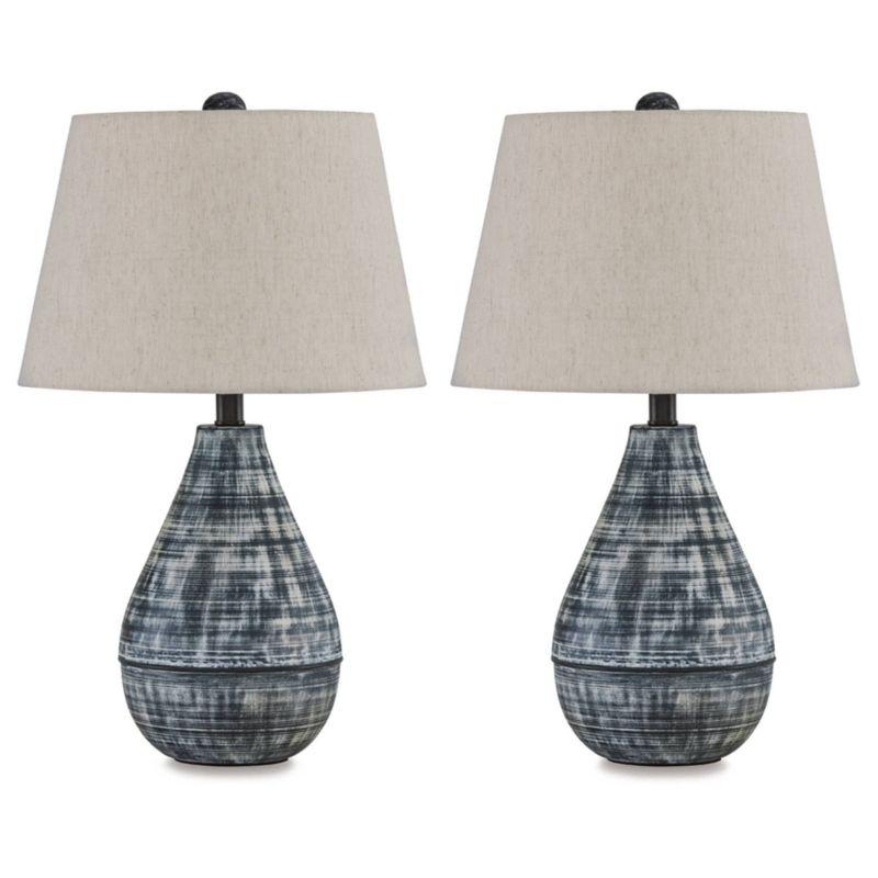 Antiqued Black and Taupe Metal Table Lamp Set