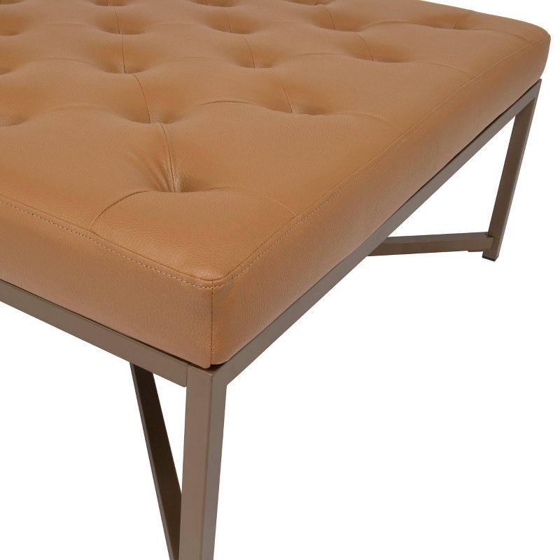 Camber Large Tufted Brown Leather Cocktail Ottoman