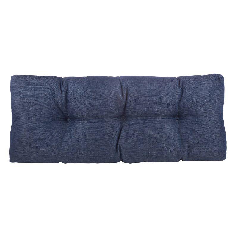 Gripper 35" Tufted Omega Universal Bench Cushion Indigo: Solid Rectangle Indoor Seat Cushion, Polyester Woven Material