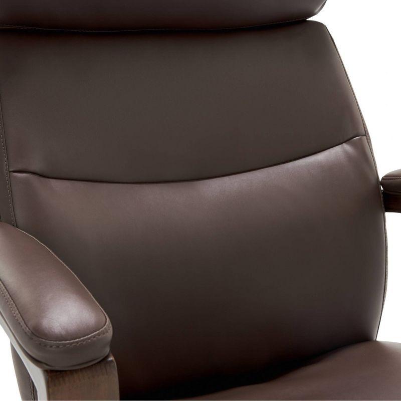 Greyson Modern Executive High-Back Office Chair with Solid Wood Arms and Lumbar Support