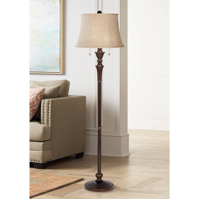 Brooke Rustic 60" Bronze Floor Lamp with Burlap Shade