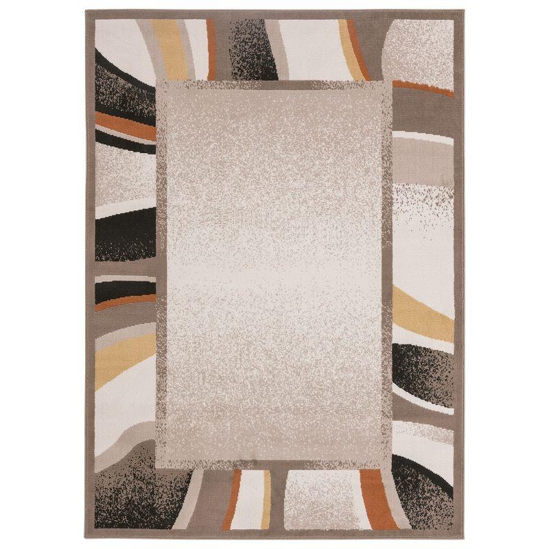 Home Dynamix Premium Rizzy Contemporary Abstract Border Area Rug, Taupe/Orange, 5'3"x7'5"