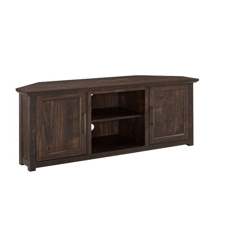 Dark Walnut 58'' Corner TV Stand with Cabinets