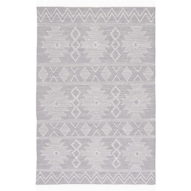 Gray and Ivory Flat Woven Handmade Wool Area Rug 4' x 6'