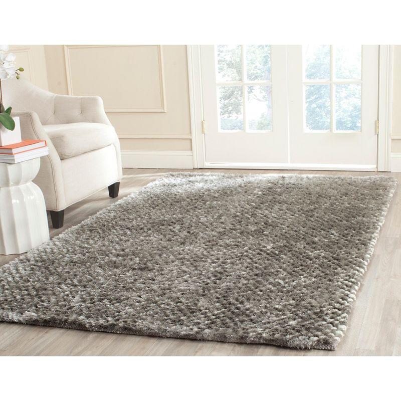 Saint Tropez Shag STS641 Hand Woven Area Rug - Silver - 5'x8' - Safavieh.