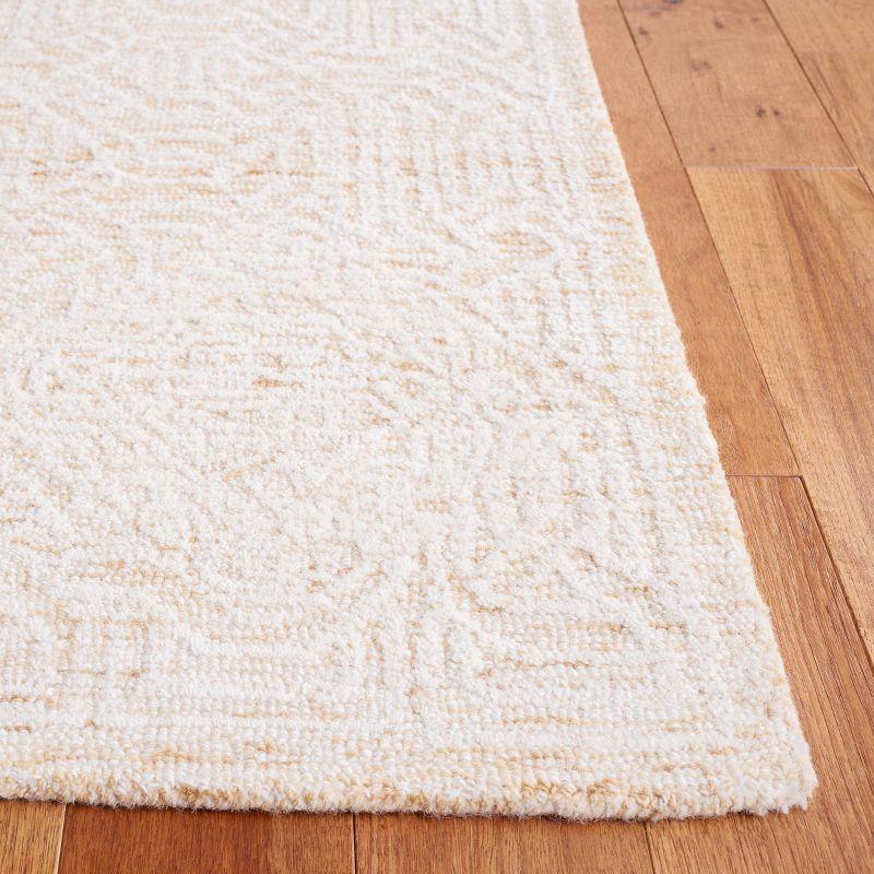 Ivory Wool Rectangular Tufted Handmade Area Rug, 5' x 8'