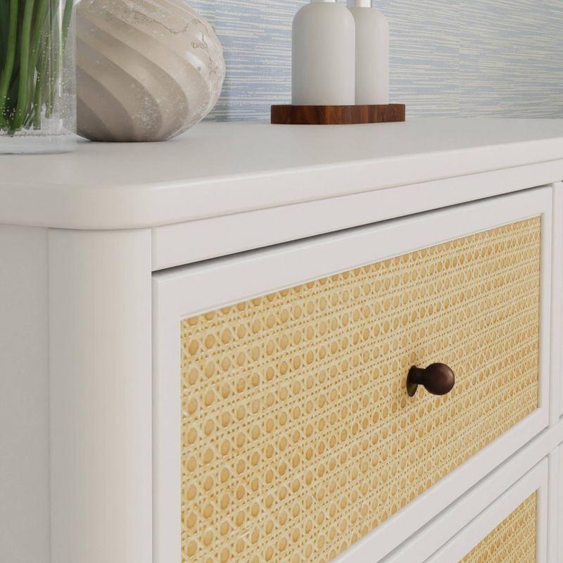 Warm White and Honey Cane 6-Drawer Dresser with Soft Close