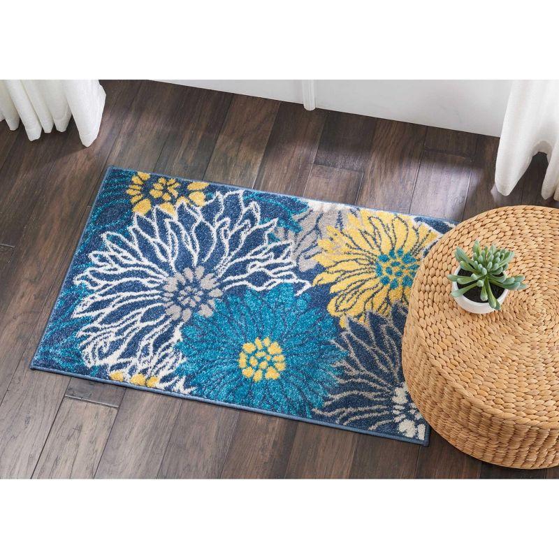 Nourison Passion Bohemian Transitional Floral Indoor Area Rug Blue 1'10" x 2'10"