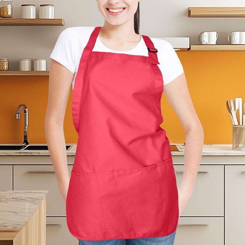 Dalix Waist Aprons Commercial Restaurant Home Bib Spun Poly Cotton Kitchen (3 Pockets) in Royal Blue