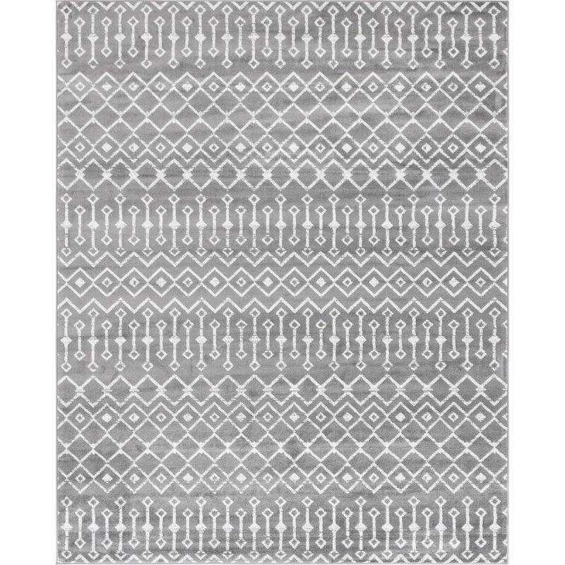 Modern Gray Trellis 8' x 10' Easy-Care Synthetic Area Rug