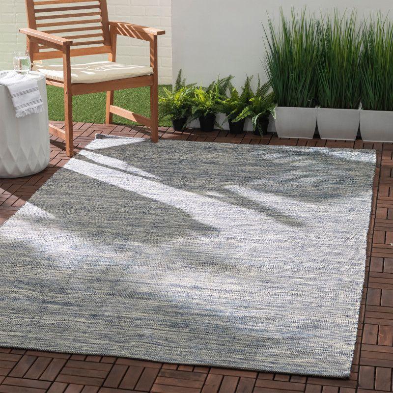 Solid Blue Handwoven Handwoven Indoor/Outdoor Rug