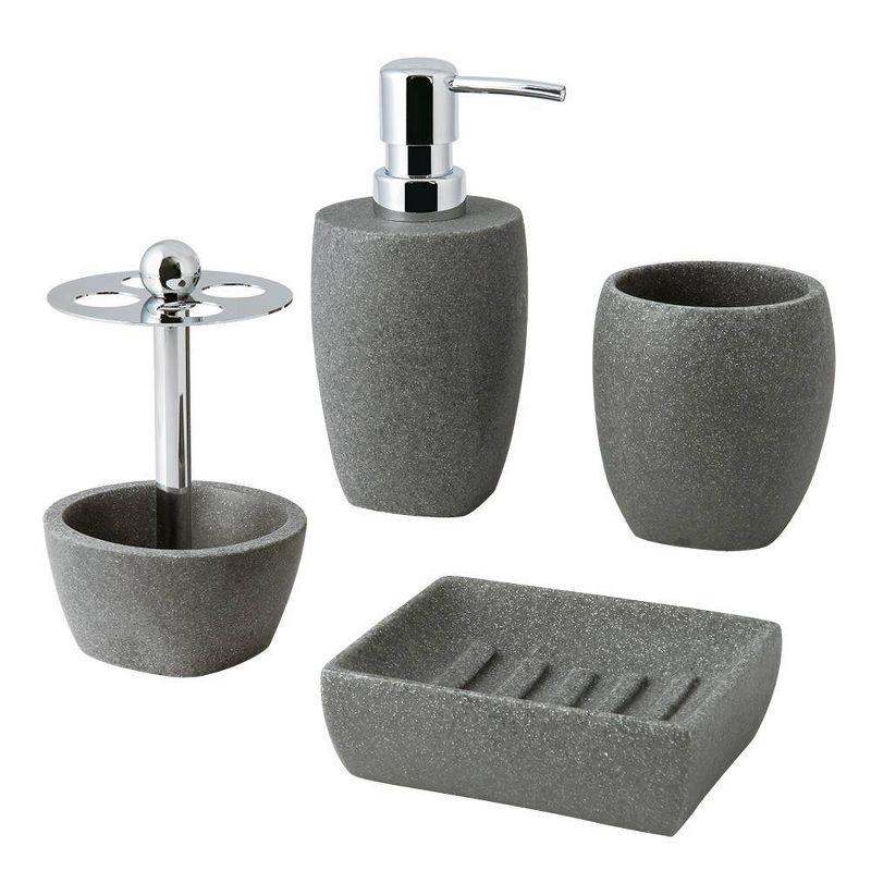 Charcoal Stone Soap/Lotion Dispenser Gray - Allure Home Creations: Resin Bathroom Accessory, Hand Wash Pump