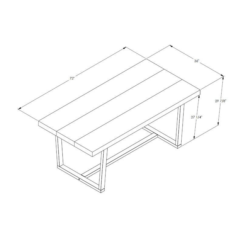 72" Modern Farmhouse Solid Wood Distressed Plank Top Dining Table Gray - Saracina Home