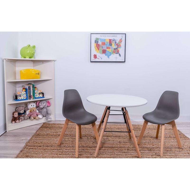 Modern Kids' White and Gray Table Set with Wooden Legs