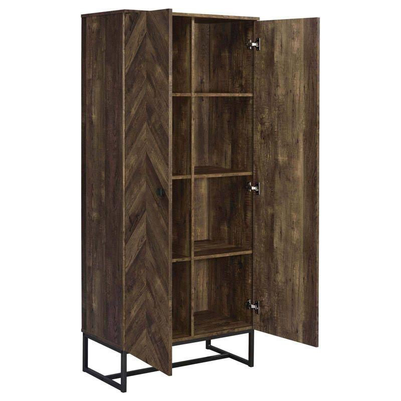 Rustic Oak Tall Office Cabinet with Adjustable Shelving