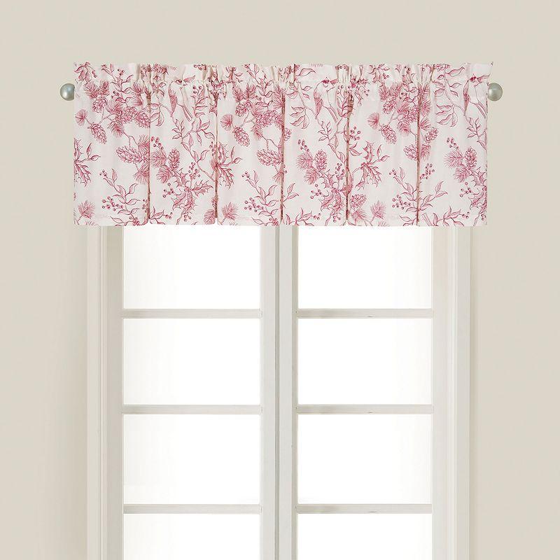 Evergreen Red and White Cotton Rod Pocket Valance