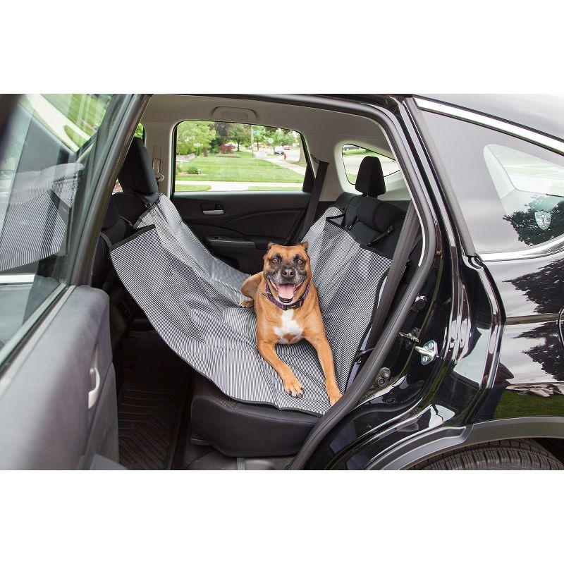 Gray Striped Water-Resistant Large Dog Car Seat Hammock Cover