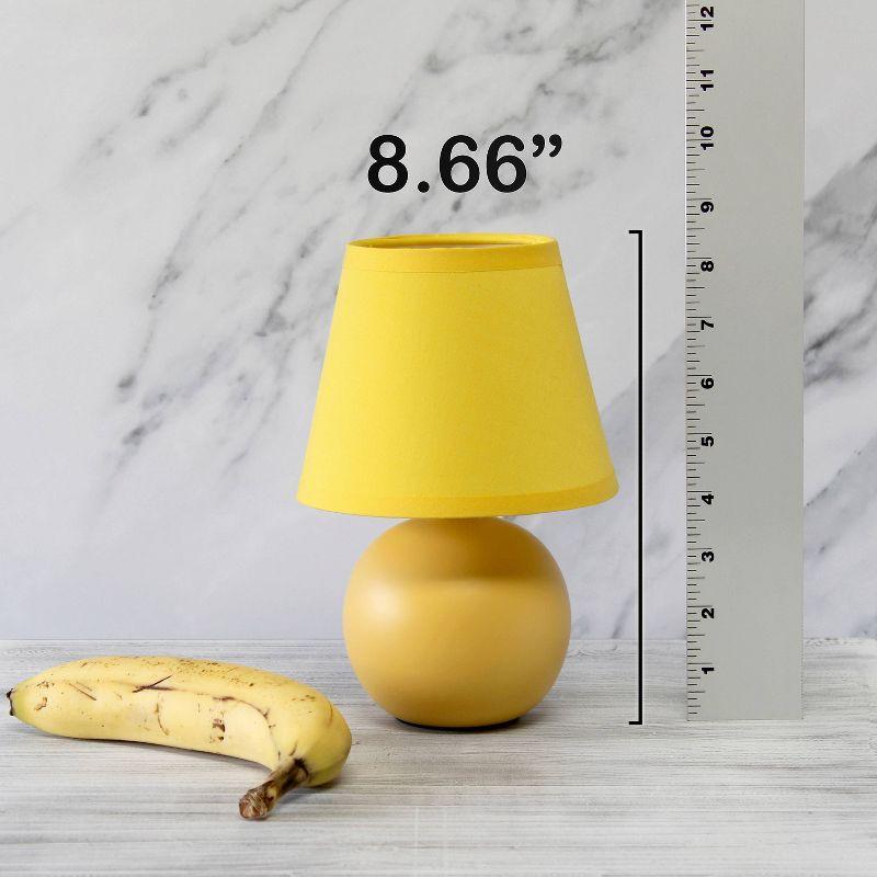 Simple Designs 8.66" Compact Ceramic Globe Table Lamp with Stylish Shade (Includes LED Light Bulb) Yellow