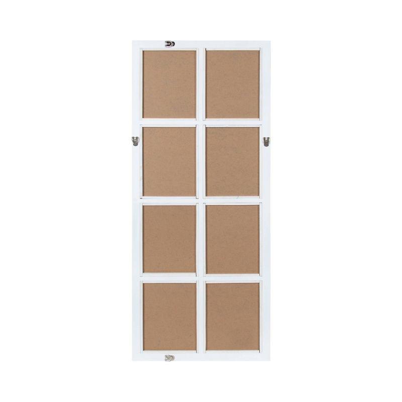 Kate & Laurel All Things Decor 18" x 42" Hogan Windowpane Wall Mirror White: Beveled Glass, Rustic Finish, Wood Frame, Wall Mounted