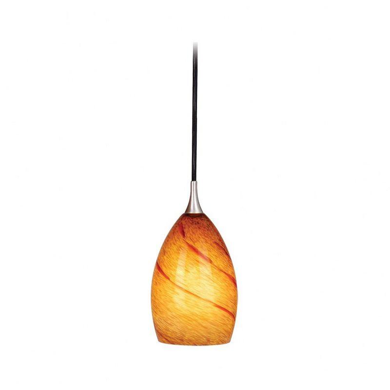 Contemporary Lava Swirl Glass Mini Pendant in Satin Nickel