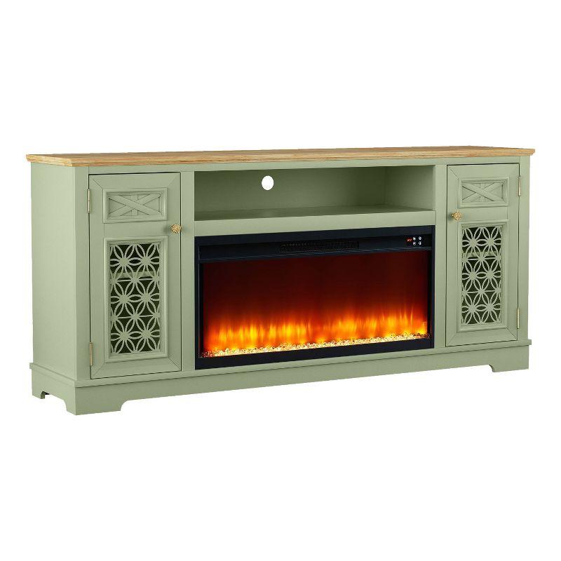 Festivo Farmhouse 70" TV Stand for TVs up to 80" with Fireplace Green