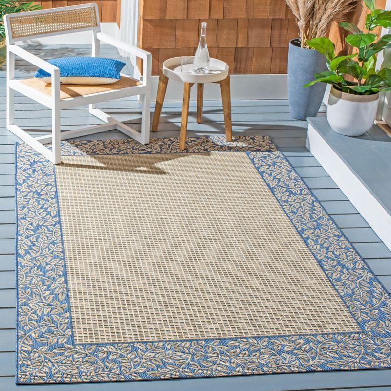 Courtyard CY0727 UV & Stain Resistant Non-Shedding Power Loomed Indoor/Outdoor Area Rug - Natural/Blue - 6'7"x6'7" - Safavieh