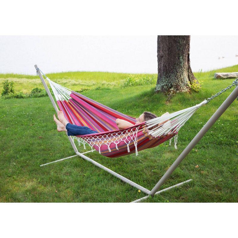 Hammock in a Bag Striped - Pink - Sol Living: Outdoor Double Swing, No Assembly, Waterproof