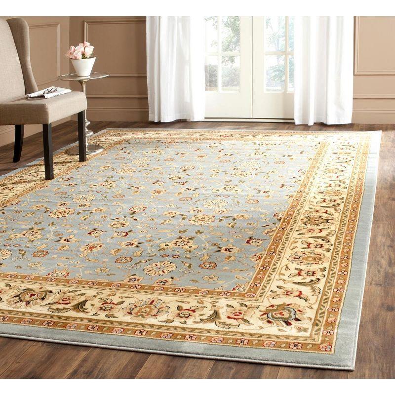 Blue Floral Motif Synthetic 8' x 10' Area Rug