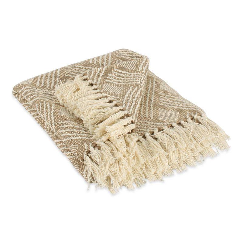 Stone Basketweave Cotton Throw Blanket with Fringe, 50x60