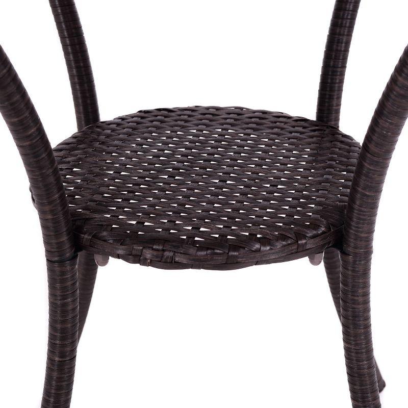 Costway Round Rattan Wicker Coffee Table Glass Top Steel Frame Patio Furni W/Lower Shelf
