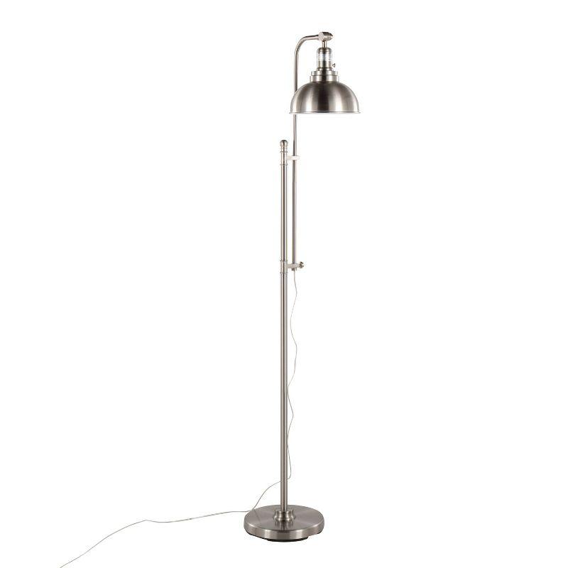 Emery Adjustable Nickel Industrial Floor Lamp with Metal Shade