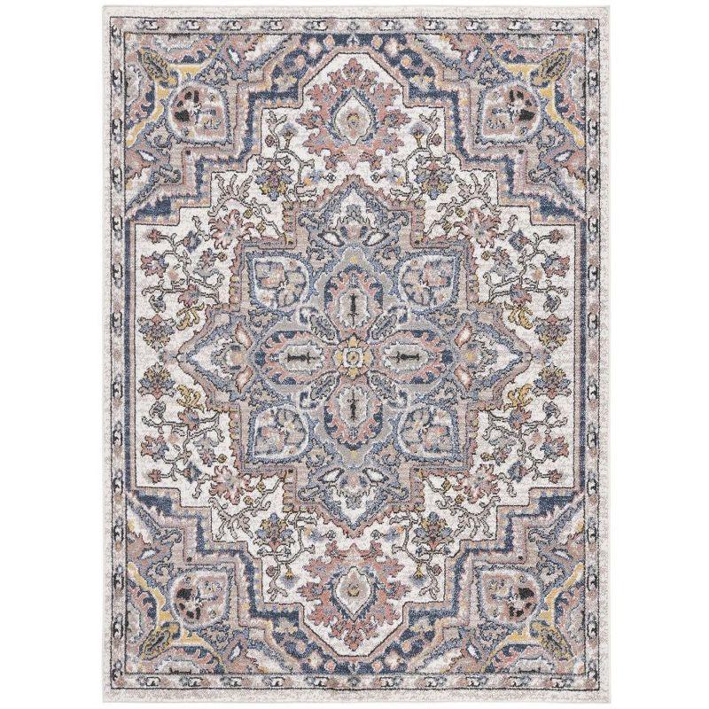 Ivory and Beige 8' x 10' Synthetic Stain-Resistant Area Rug